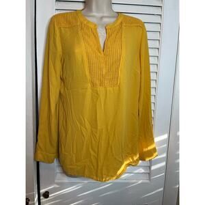 Talbots‎ gold embroidered tunic top S long sleeve fall color v neck long sleeve